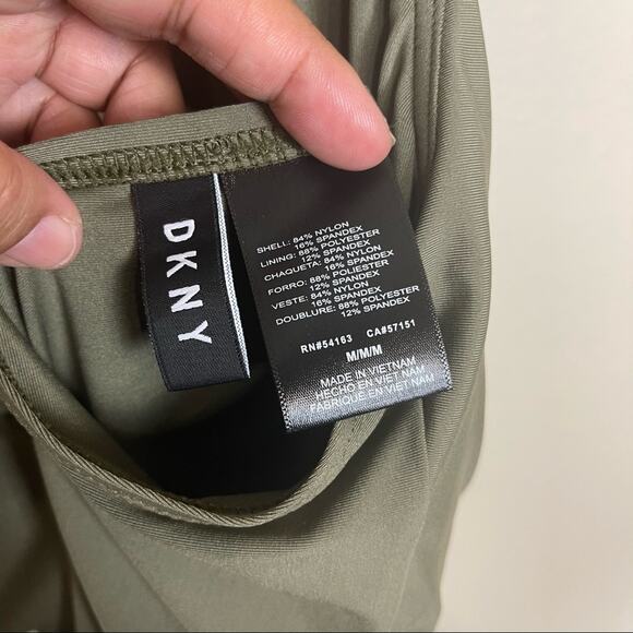 DKNY Twist Front Halter Tankini Swim Top Olive M - Picture 8 of 11